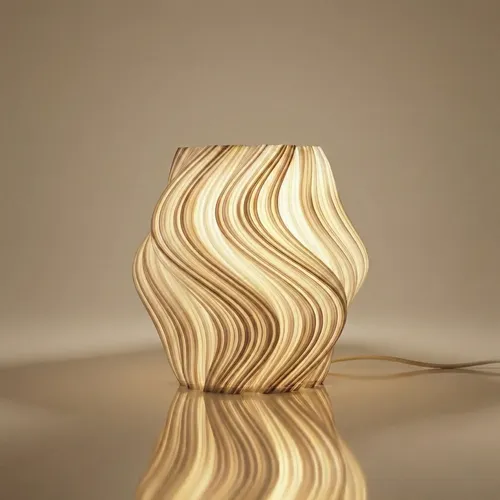 Lampara Velador Diseño Mesa Impresion 3d Moderno Led Cálida