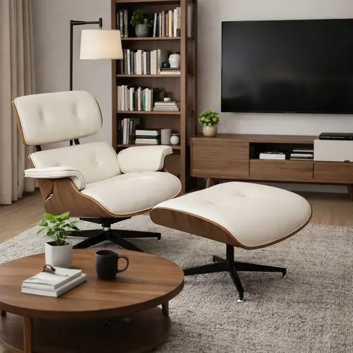 MLA2786030324 Sillón Miller Eames Lounge C/ Apoya Pies Eco Cuero