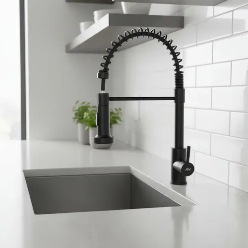 MLA42157147 Griferia Extensible Ah Home Mesada De Acero Inoxidable Ah02 Acabado Mate Color Negro