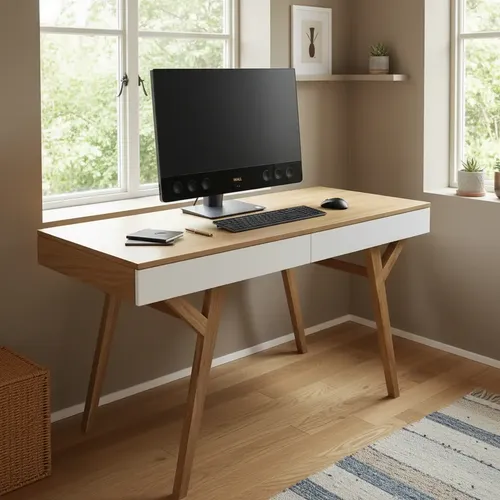 MLA883265466 Escritorio Nórdico - 130 Cm - Madera Petiribí- Diseño Y